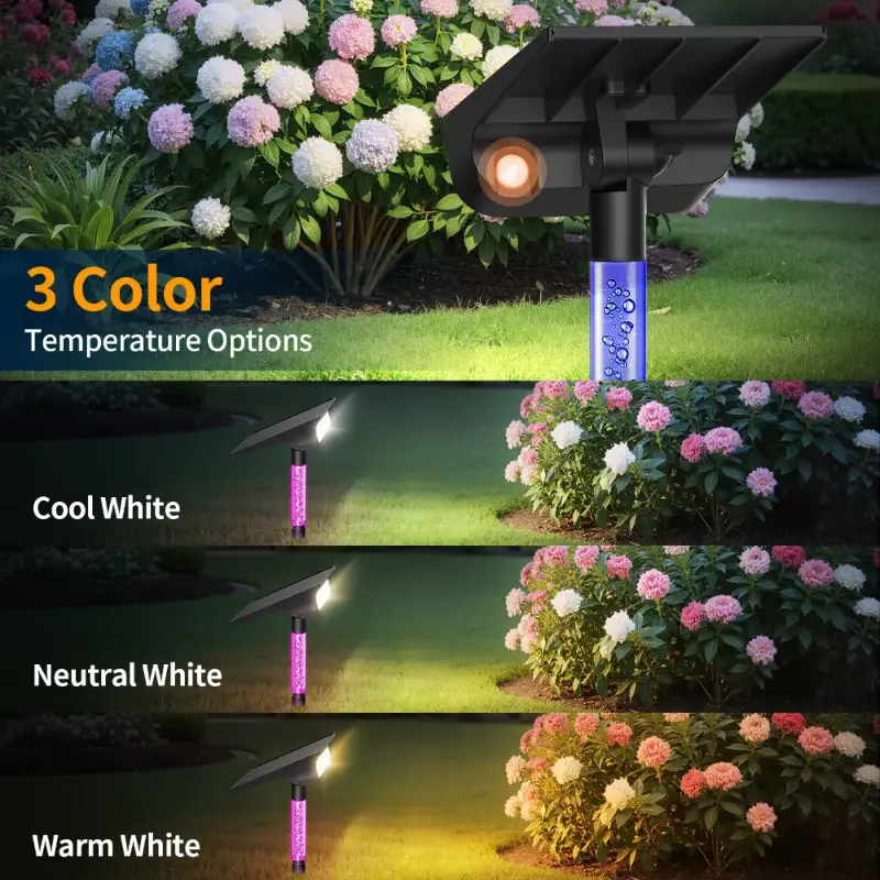 Solar Spot Lights Outdoor | RGB + 3 Colors Lights & Remote