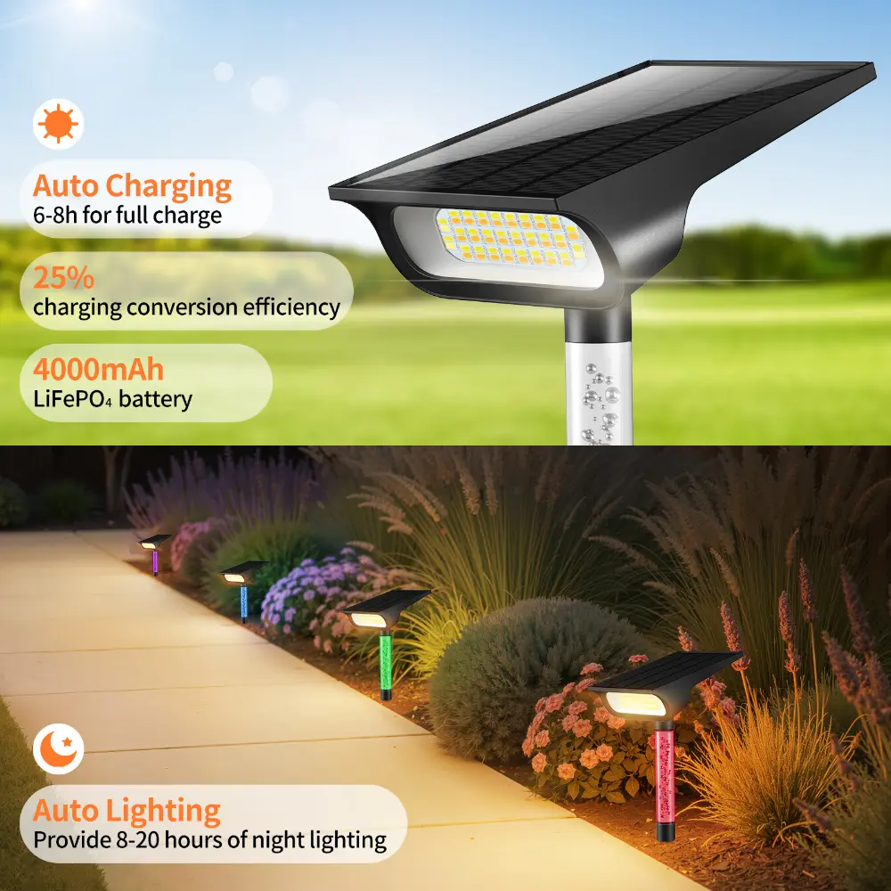 Solar Spot Lights Outdoor | RGB + 3 Colors Lights & Remote