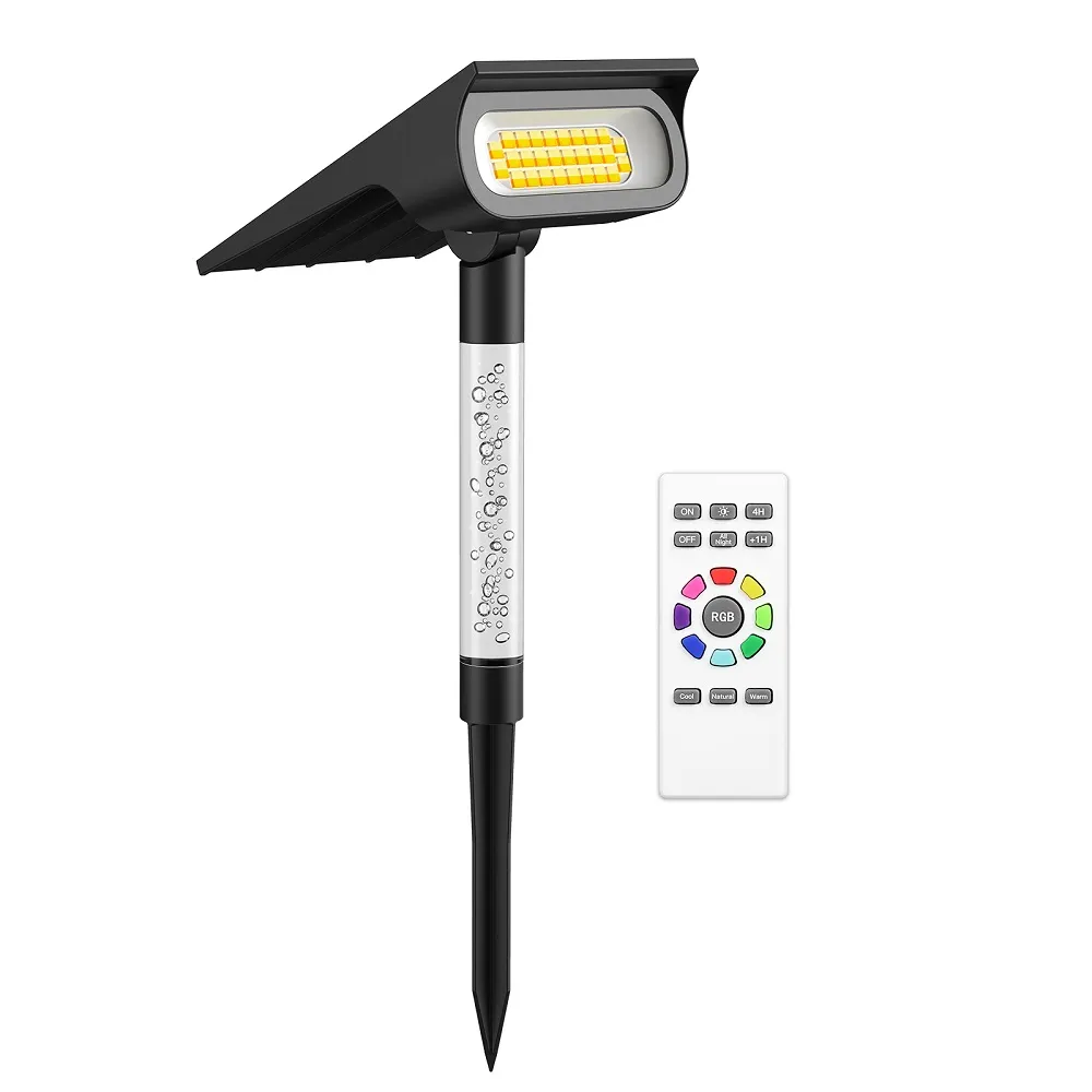 Solar Spot Lights Outdoor | RGB + 3 Colors Lights & Remote