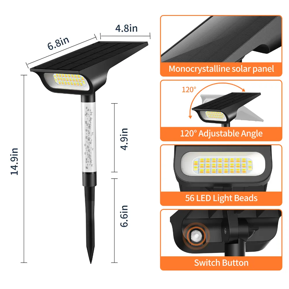 Solar Spot Lights Outdoor | RGB + 3 Colors Lights & Remote