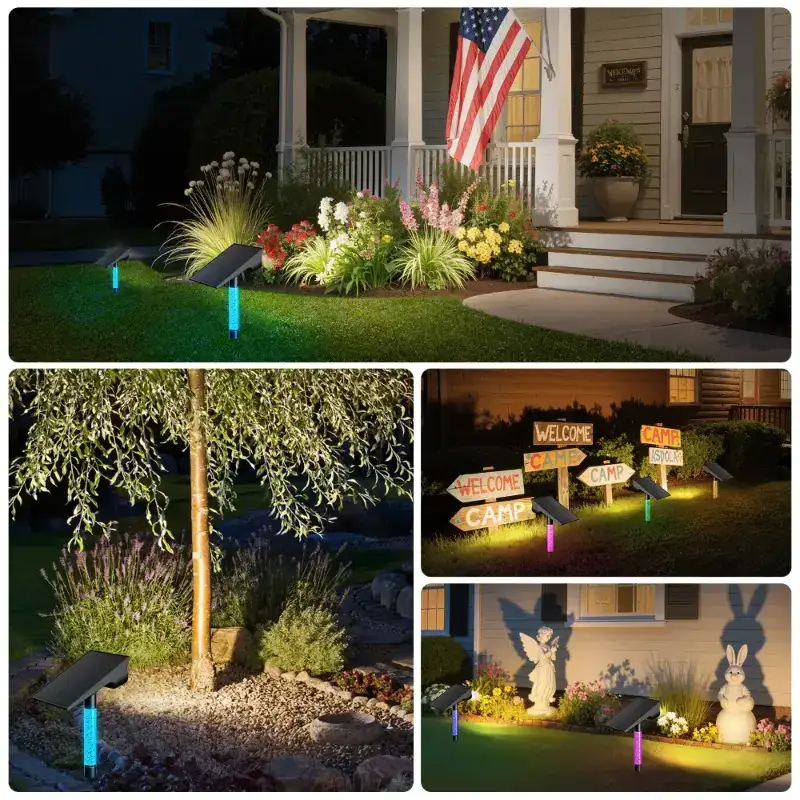 Solar Spot Lights Outdoor | RGB + 3 Colors Lights & Remote